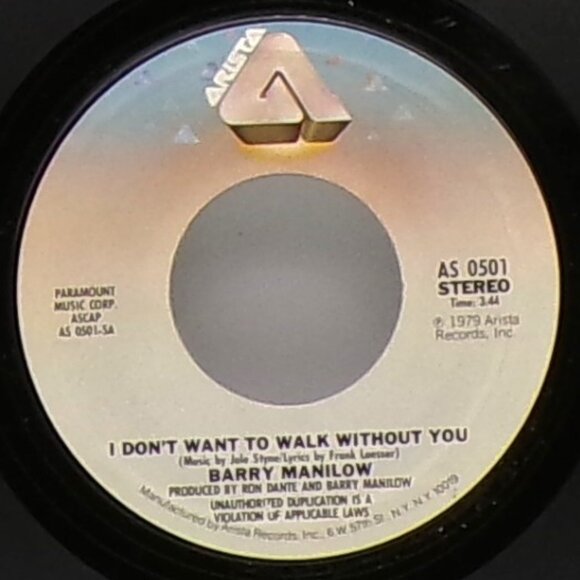 I Don't Want To Walk Without You/One Voice by Barry Manilow 45 - Picture 5 of 6